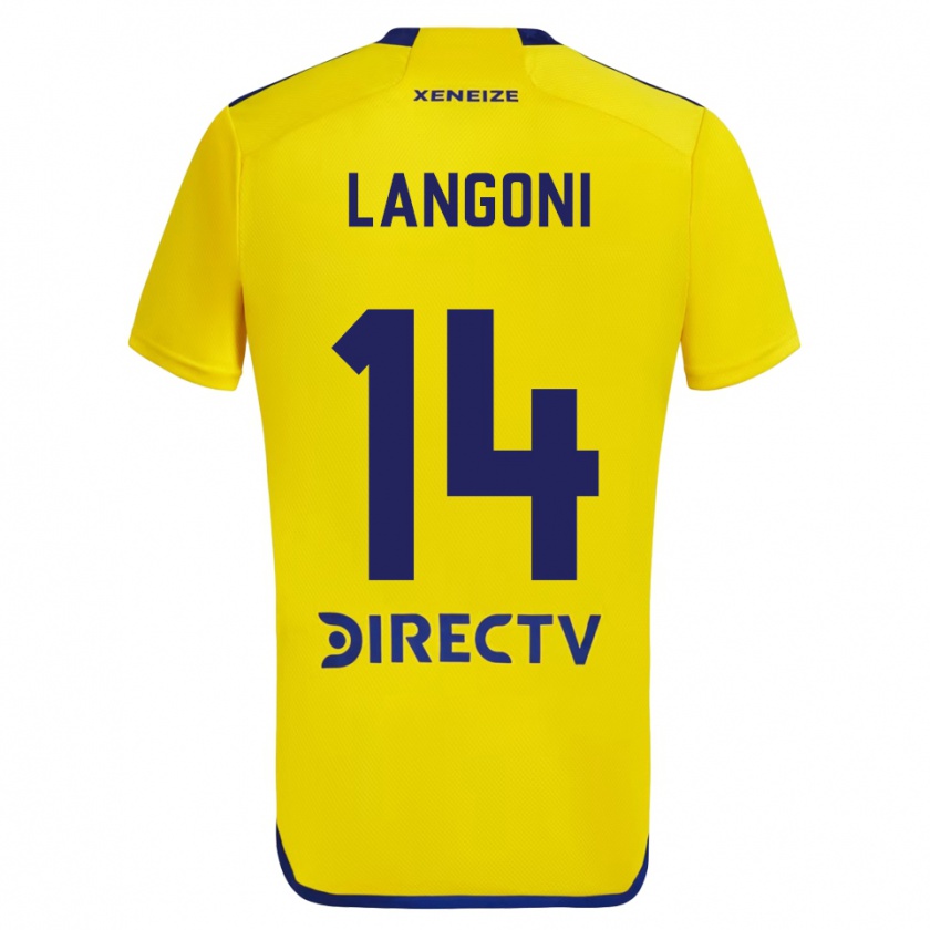 Kandiny Uomo Maglia Luca Langoni #14 Giallo Blu Kit Gara Away 2024/25 Maglietta