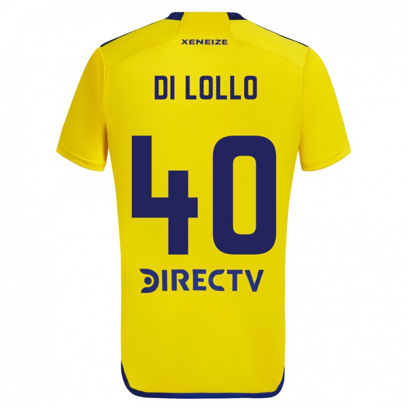 Kandiny Heren Lautaro Di Lollo #40 Geel Blauw Uitshirt Uittenue 2024/25 T-Shirt