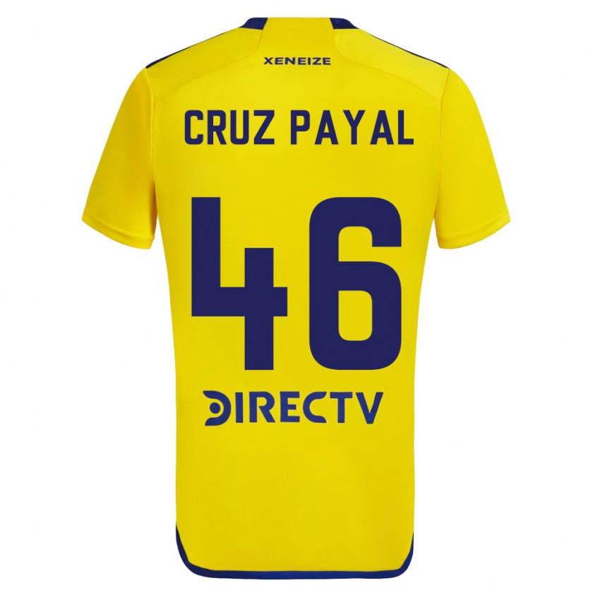 Kandiny Heren Juan Cruz Payal #46 Geel Blauw Uitshirt Uittenue 2024/25 T-Shirt België