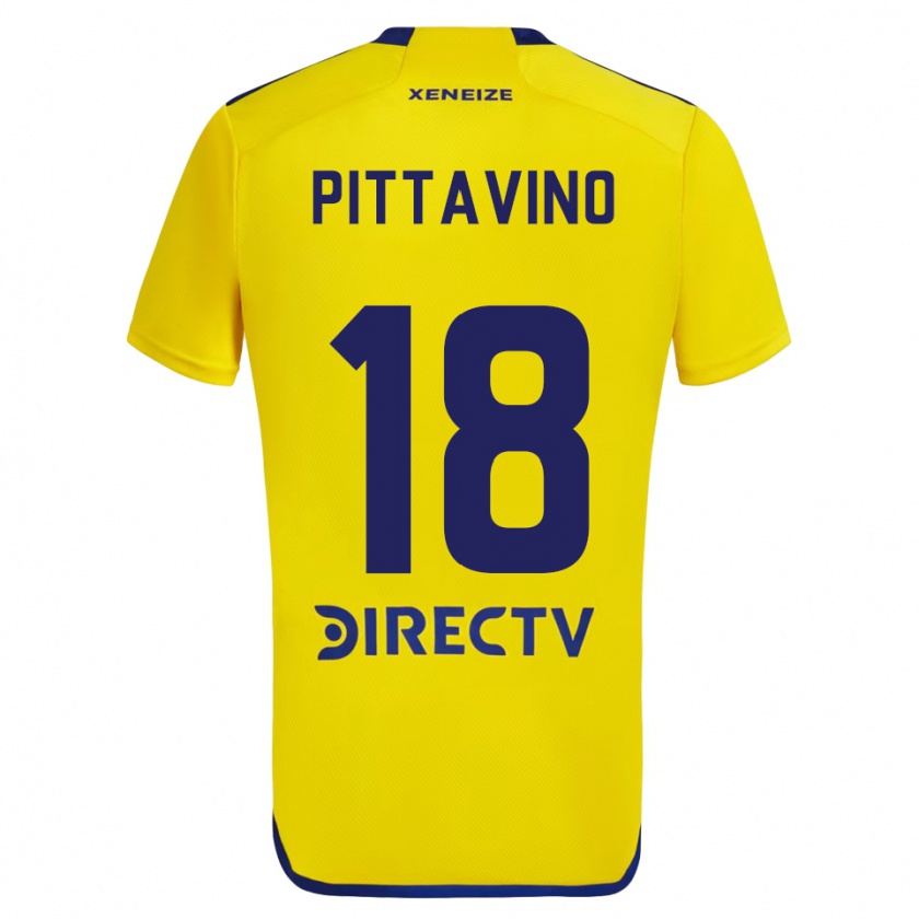 Kandiny Heren Rodrigo Pittavino #18 Geel Blauw Uitshirt Uittenue 2024/25 T-Shirt