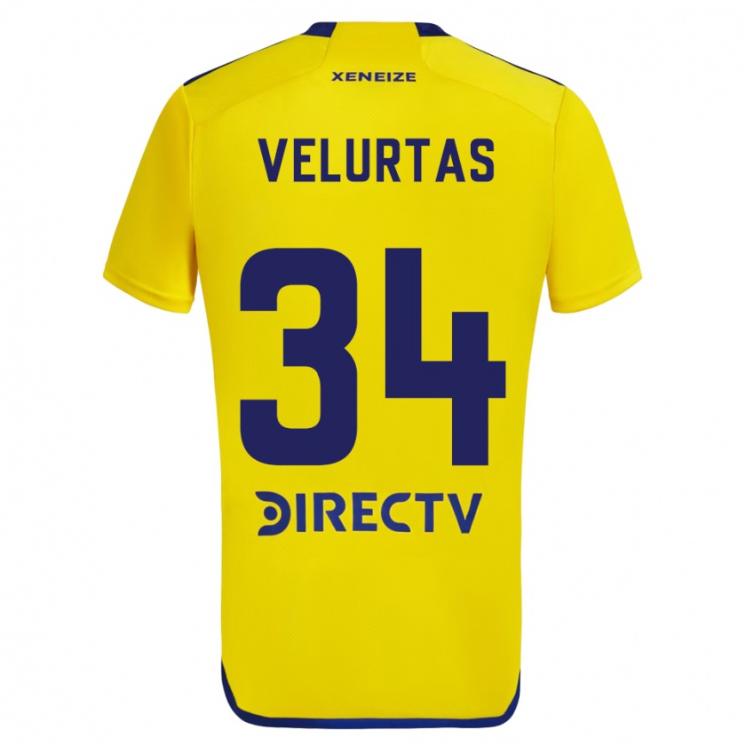 Kandiny Hombre Camiseta Pedro Velurtas #34 Amarillo Azul 2ª Equipación 2024/25 La Camisa México