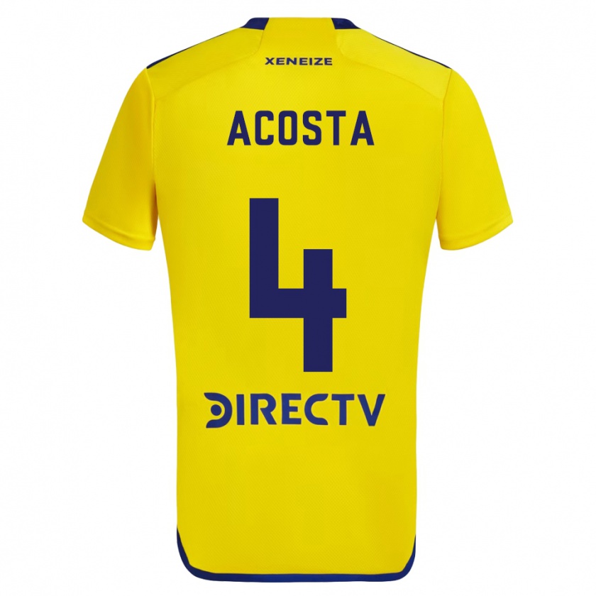 Kandiny Hombre Camiseta Natan Acosta #4 Amarillo Azul 2ª Equipación 2024/25 La Camisa México