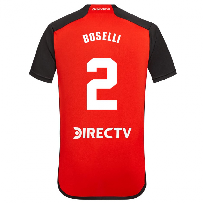 Kandiny Heren Sebastián Boselli #2 Rood Zwart Wit Uitshirt Uittenue 2024/25 T-Shirt België