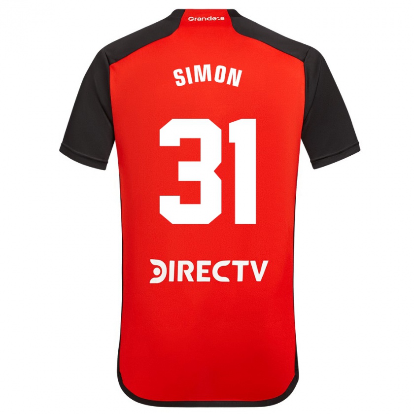 Kandiny Uomo Maglia Santiago Simón #31 Rosso Nero Bianco Kit Gara Away 2024/25 Maglietta