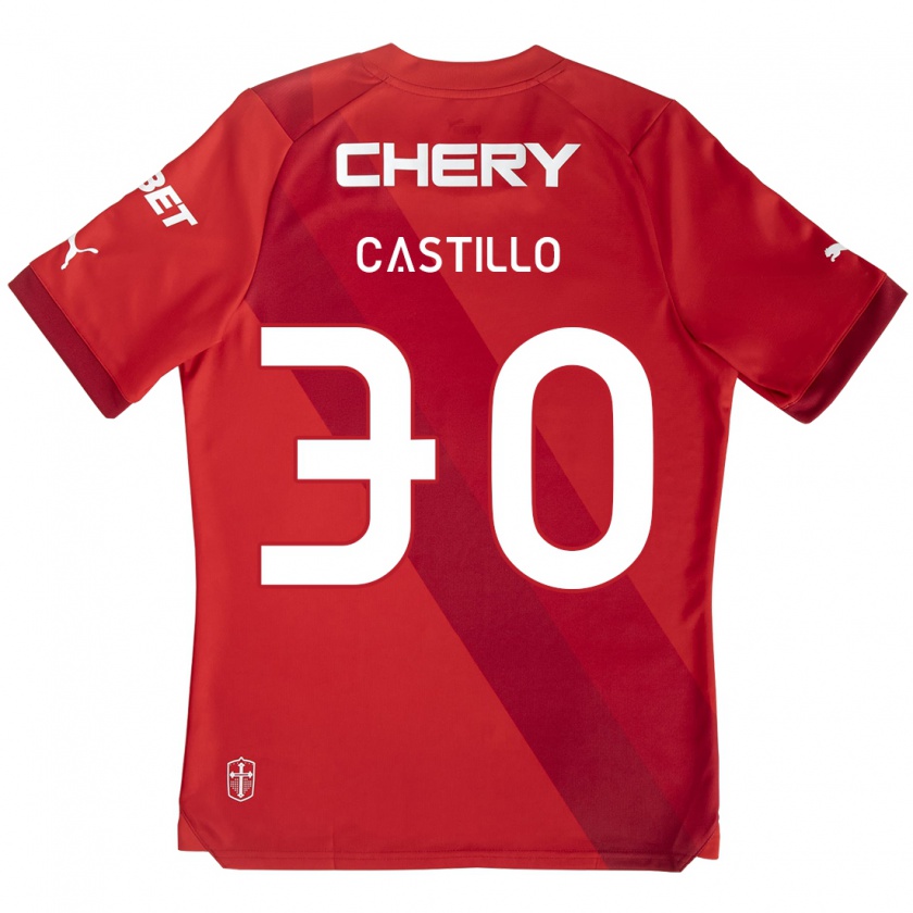 Kandiny Uomo Maglia Nicolás Castillo #30 Rosso Bianco Kit Gara Away 2024/25 Maglietta