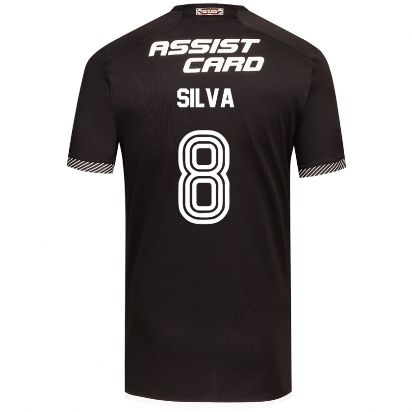 Kandiny Uomo Maglia Bastián Silva #8 Nero Bianco Kit Gara Away 2024/25 Maglietta