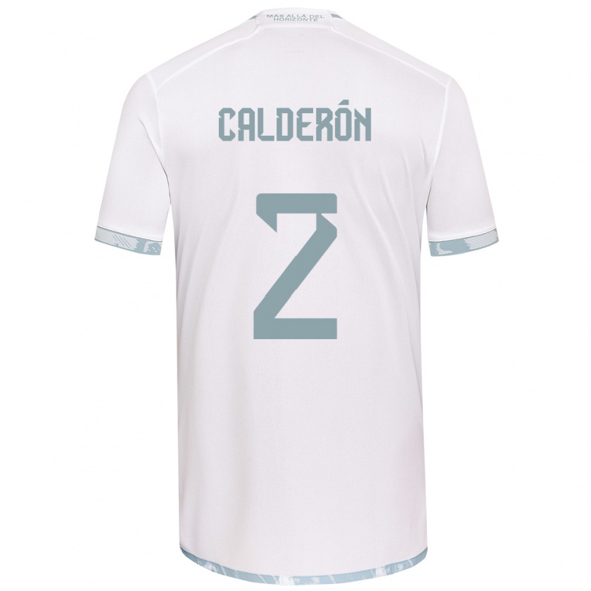 Kandiny Hombre Camiseta Franco Calderón #2 Gris Blanco 2ª Equipación 2024/25 La Camisa