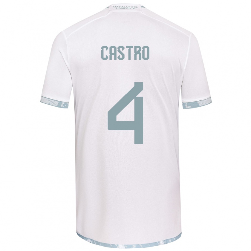 Kandiny Uomo Maglia José Ignacio Castro #4 Bianco Grigio Kit Gara Away 2024/25 Maglietta