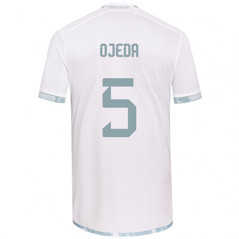 Kandiny Hombre Camiseta Emmanuel Ojeda #5 Gris Blanco 2ª Equipación 2024/25 La Camisa