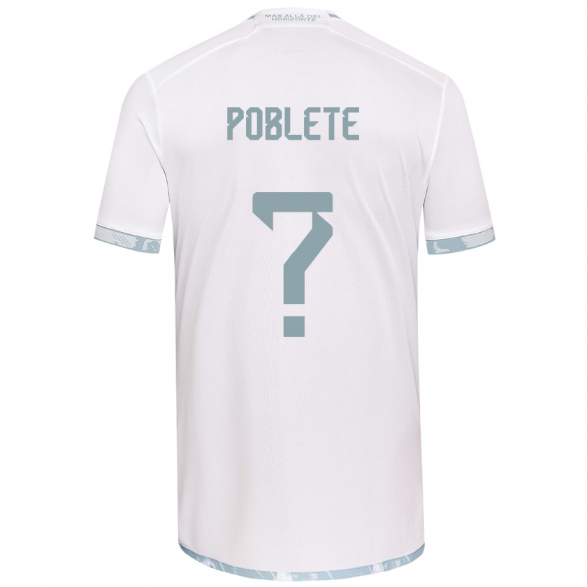 Kandiny Hombre Camiseta José Poblete #0 Gris Blanco 2ª Equipación 2024/25 La Camisa