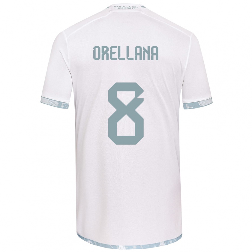 Kandiny Uomo Maglia Denisse Orellana #8 Bianco Grigio Kit Gara Away 2024/25 Maglietta