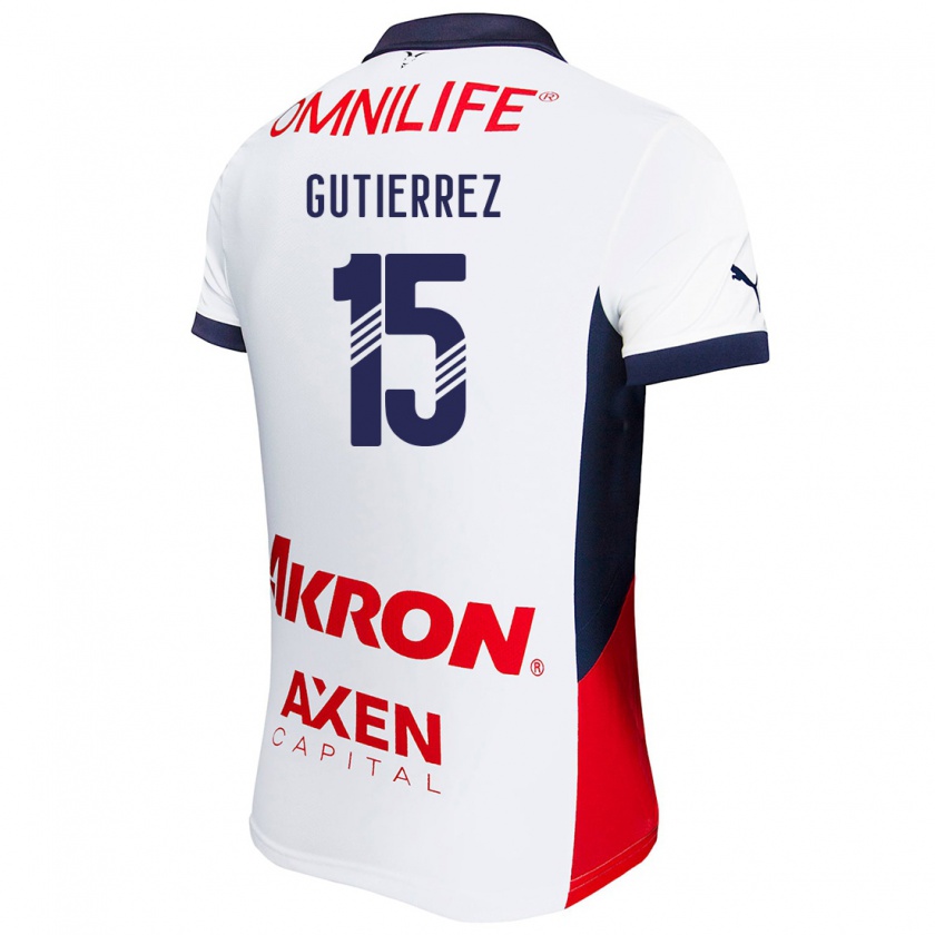 Kandiny Hombre Camiseta Érick Gutiérrez #15 Blanco Rojo Azul 2ª Equipación 2024/25 La Camisa