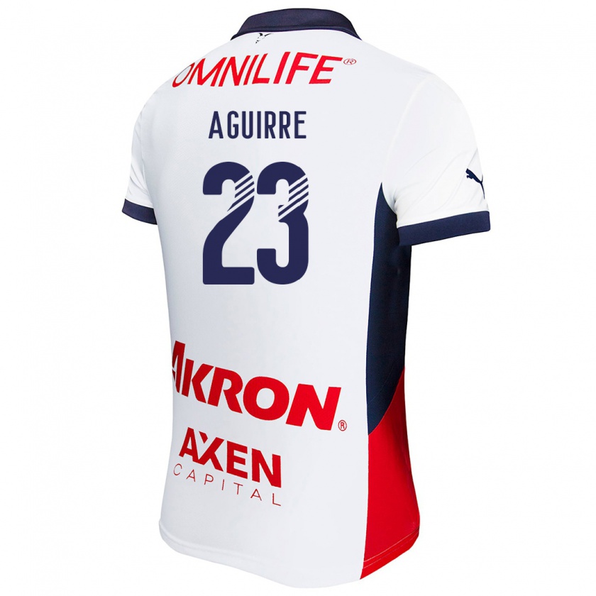 Kandiny Hombre Camiseta Daniel Aguirre #23 Blanco Rojo Azul 2ª Equipación 2024/25 La Camisa