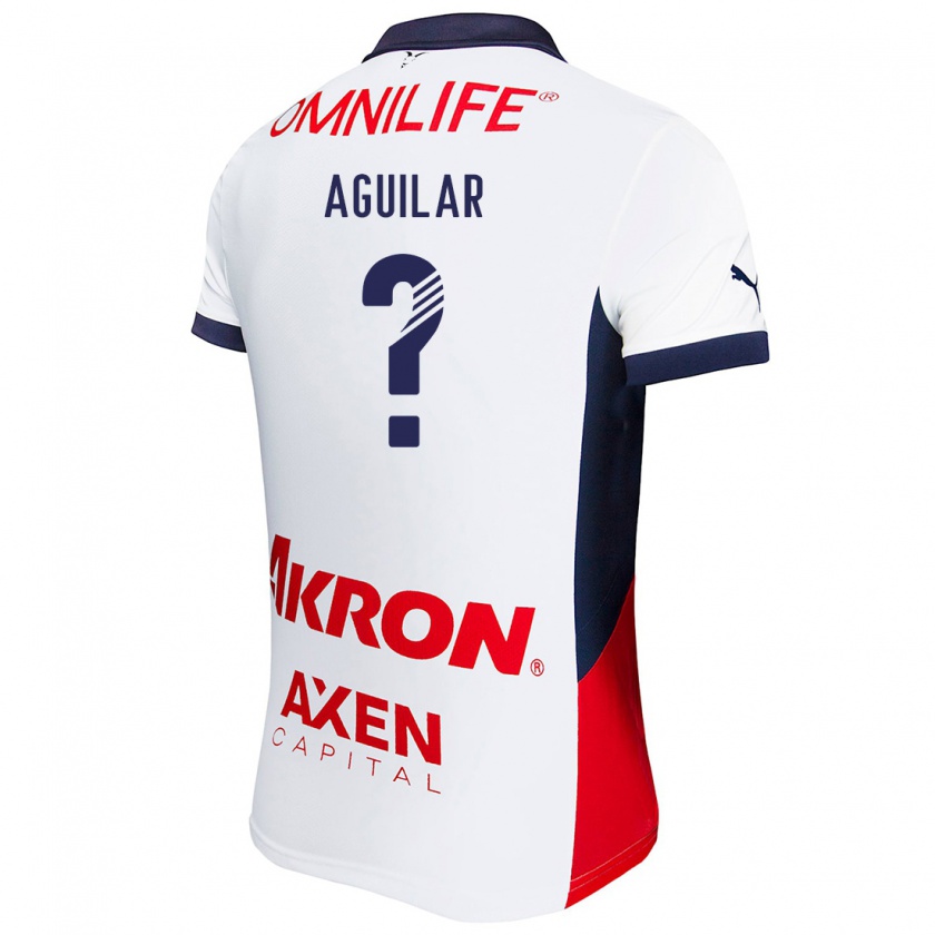 Kandiny Hombre Camiseta Alexander Aguilar #0 Blanco Rojo Azul 2ª Equipación 2024/25 La Camisa