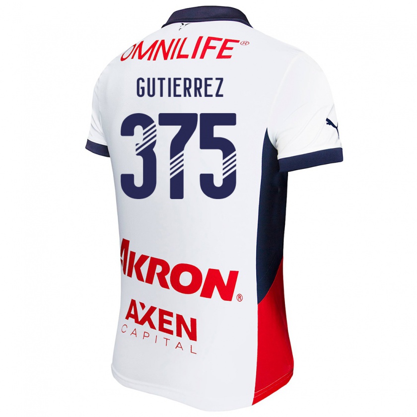 Kandiny Hombre Camiseta Gerson Gutiérrez #375 Blanco Rojo Azul 2ª Equipación 2024/25 La Camisa