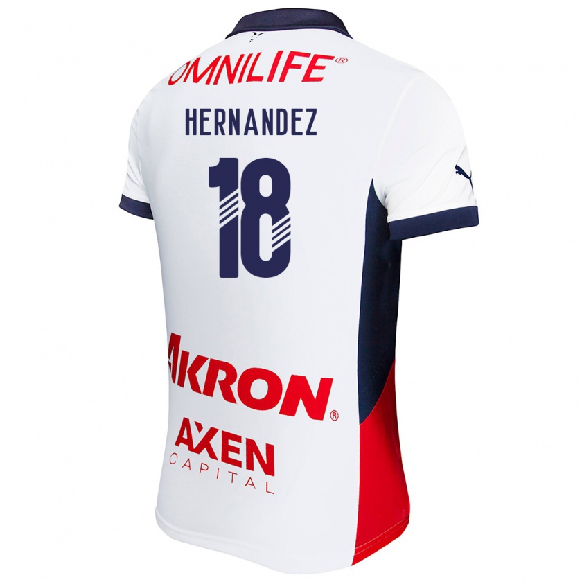 Kandiny Hombre Camiseta Montserrat Hernández #18 Blanco Rojo Azul 2ª Equipación 2024/25 La Camisa