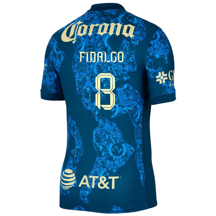 Kandiny Uomo Maglia Álvaro Fidalgo #8 Blu Giallo Kit Gara Away 2024/25 Maglietta