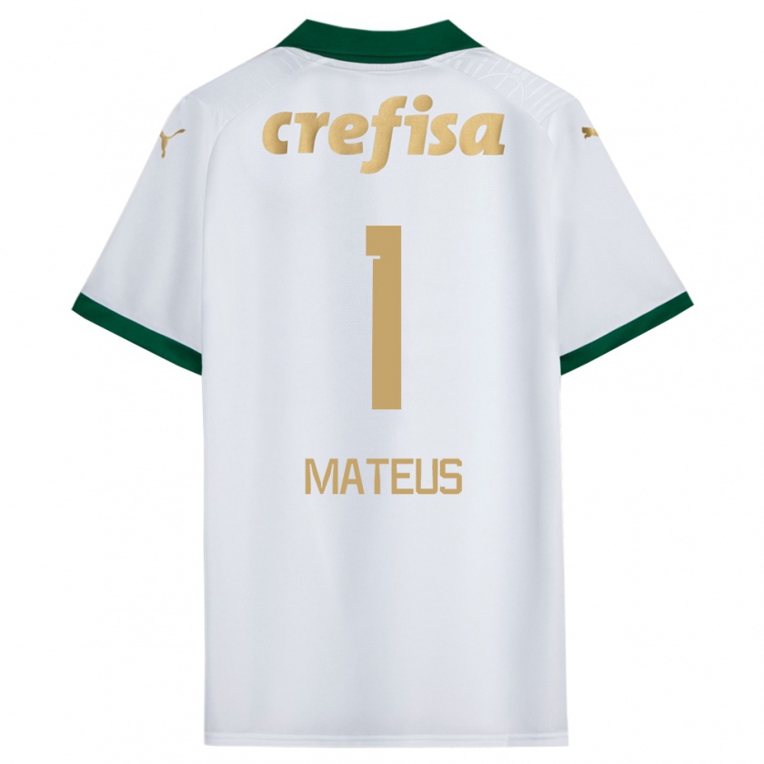 Kandiny Uomo Maglia Mateus #1 Bianco Verde Kit Gara Away 2024/25 Maglietta