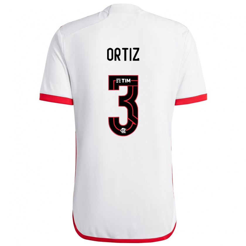 Kandiny Uomo Maglia Léo Ortiz #3 Bianco Rosso Kit Gara Away 2024/25 Maglietta