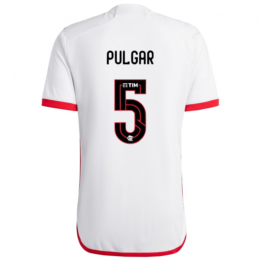 Kandiny Uomo Maglia Erick Pulgar #5 Bianco Rosso Kit Gara Away 2024/25 Maglietta