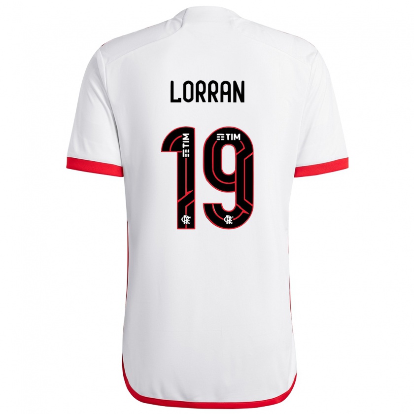 Kandiny Uomo Maglia Lorran #19 Bianco Rosso Kit Gara Away 2024/25 Maglietta