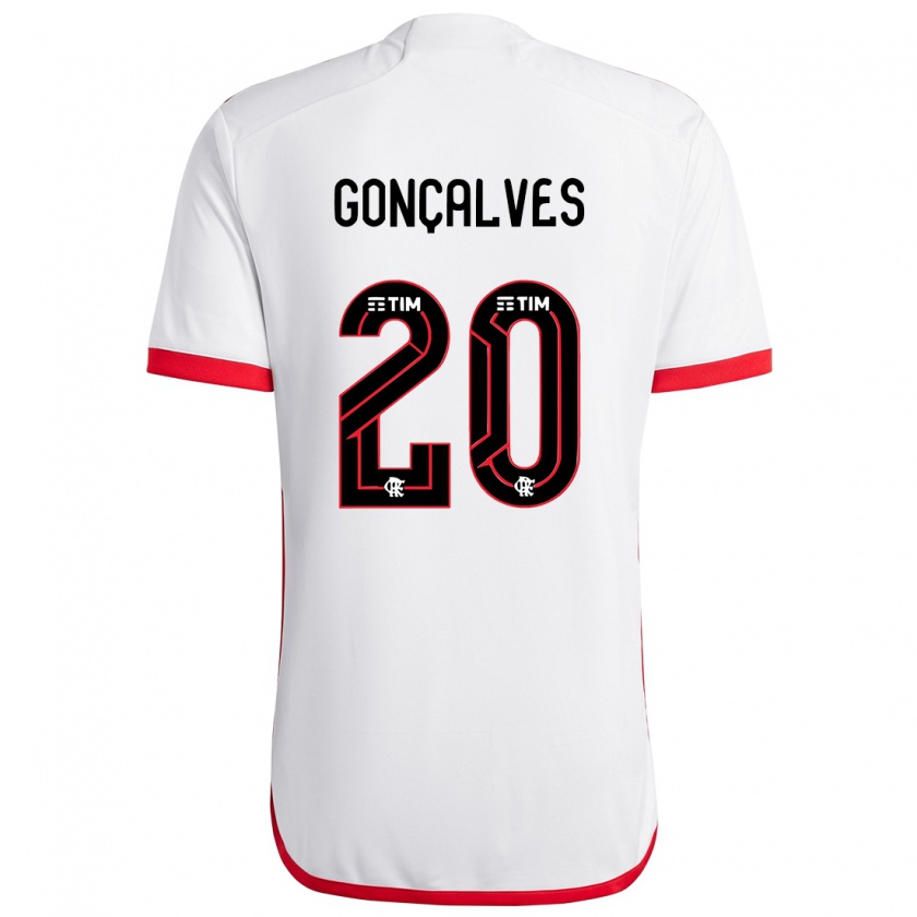 Kandiny Heren Matheus Gonçalves #20 Wit Rood Uitshirt Uittenue 2024/25 T-Shirt