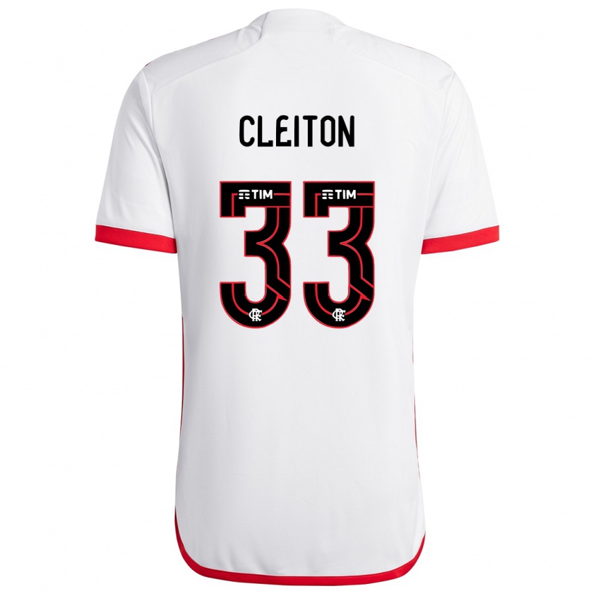 Kandiny Uomo Maglia Cleiton #33 Bianco Rosso Kit Gara Away 2024/25 Maglietta