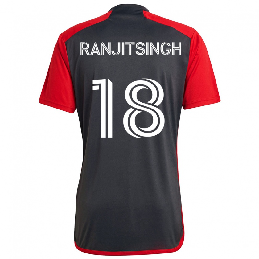 Kandiny Donna Maglia Greg Ranjitsingh #18 Grigio Rosso Kit Gara Home 2024/25 Maglietta