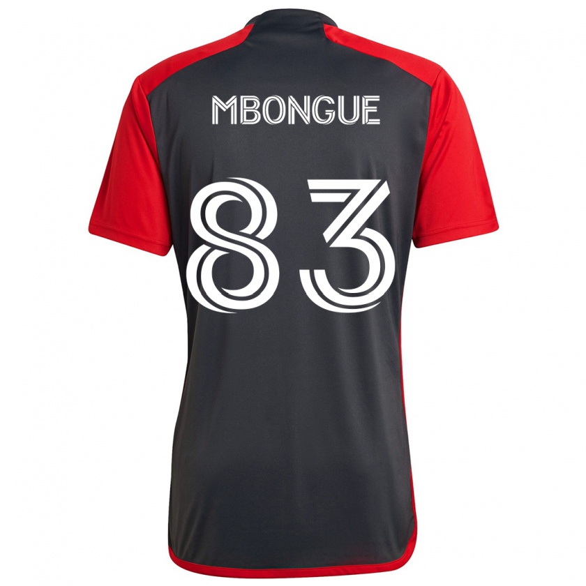 Kandiny Dames Hugo Mbongue #83 Grijs Rood Thuisshirt Thuistenue 2024/25 T-Shirt België