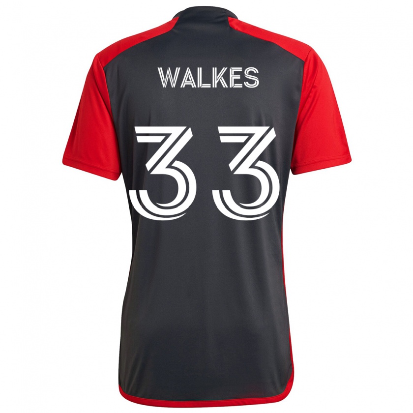 Kandiny Dames Reshaun Walkes #33 Grijs Rood Thuisshirt Thuistenue 2024/25 T-Shirt België