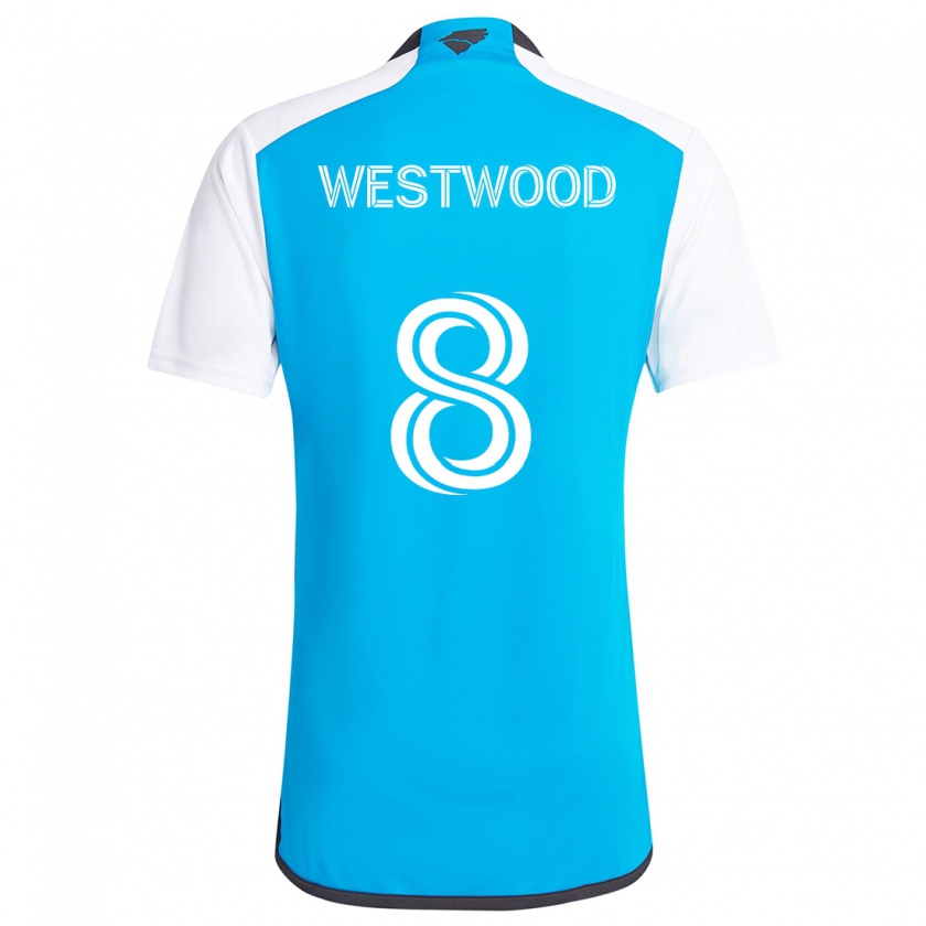 Kandiny Mujer Camiseta Ashley Westwood #8 Azul Blanco 1ª Equipación 2024/25 La Camisa México