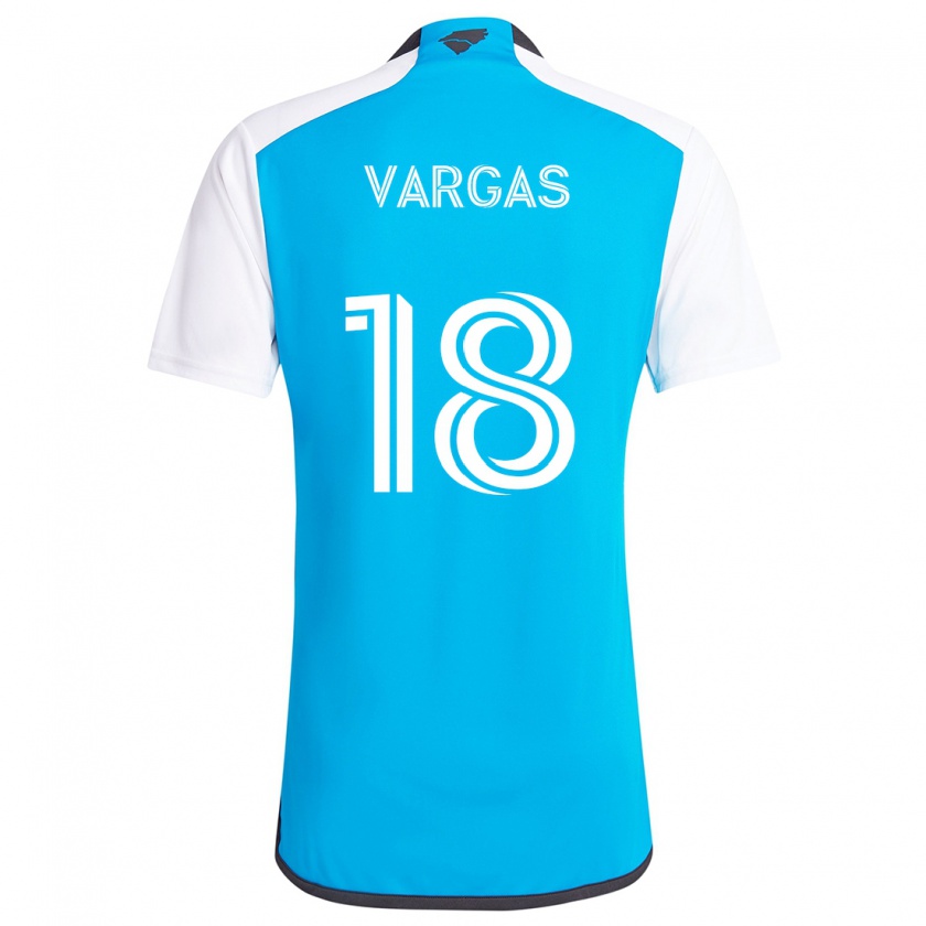 Kandiny Mujer Camiseta Kerwin Vargas #18 Azul Blanco 1ª Equipación 2024/25 La Camisa