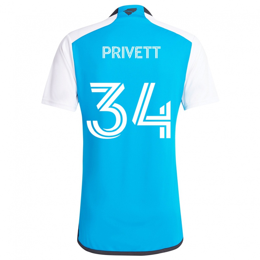 Kandiny Mujer Camiseta Andrew Privett #34 Azul Blanco 1ª Equipación 2024/25 La Camisa México