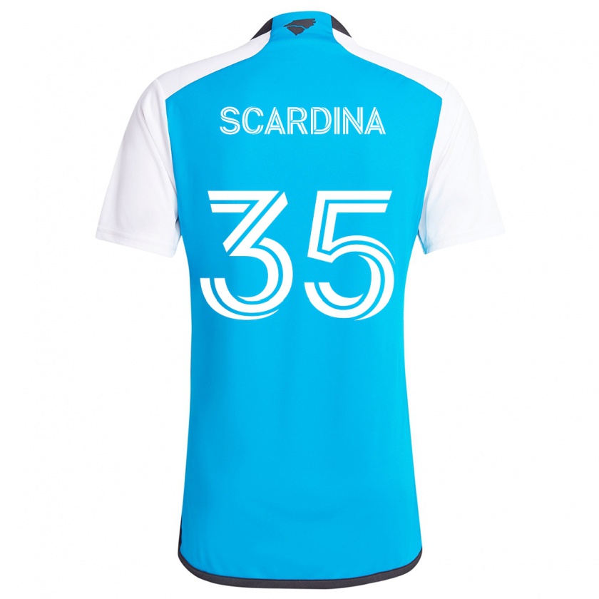 Kandiny Mujer Camiseta Nick Scardina #35 Azul Blanco 1ª Equipación 2024/25 La Camisa