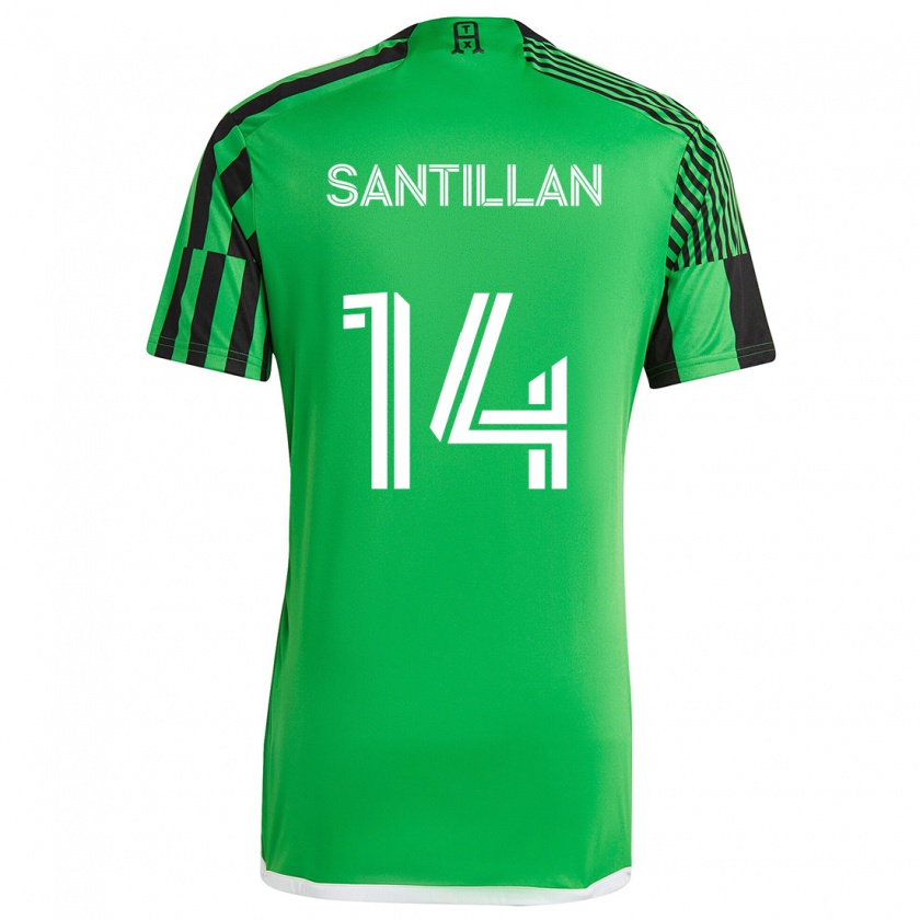 Kandiny Mujer Camiseta Jonathan Santillan #14 Verde Negro 1ª Equipación 2024/25 La Camisa