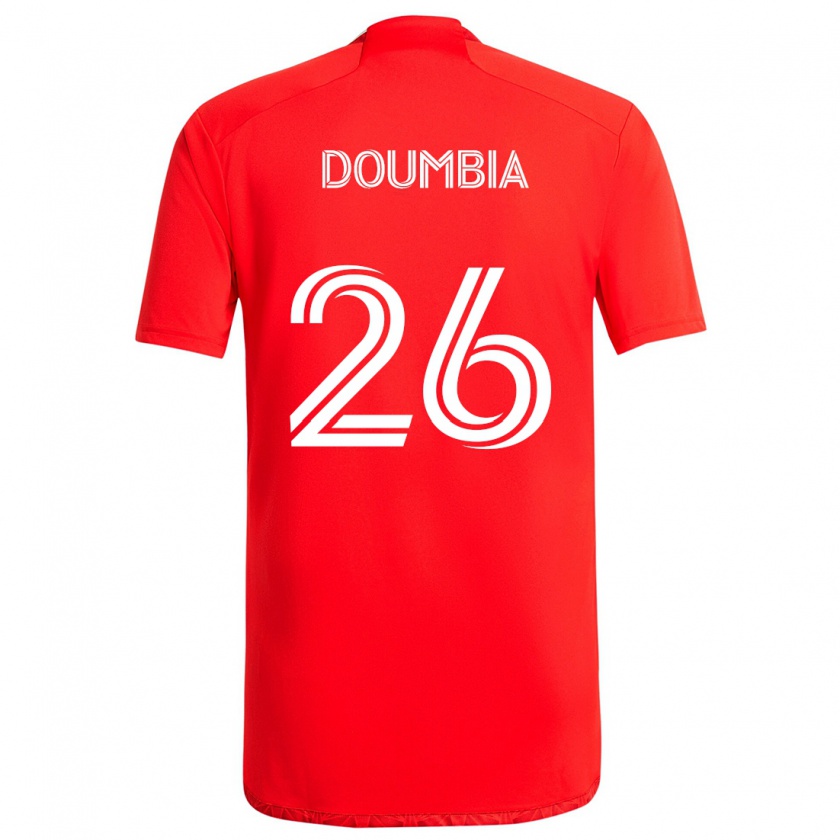 Kandiny Kobiety Ousmane Doumbia #26 Czerwono-Biały Domowa Koszulka 2024/25 Koszulki Klubowe