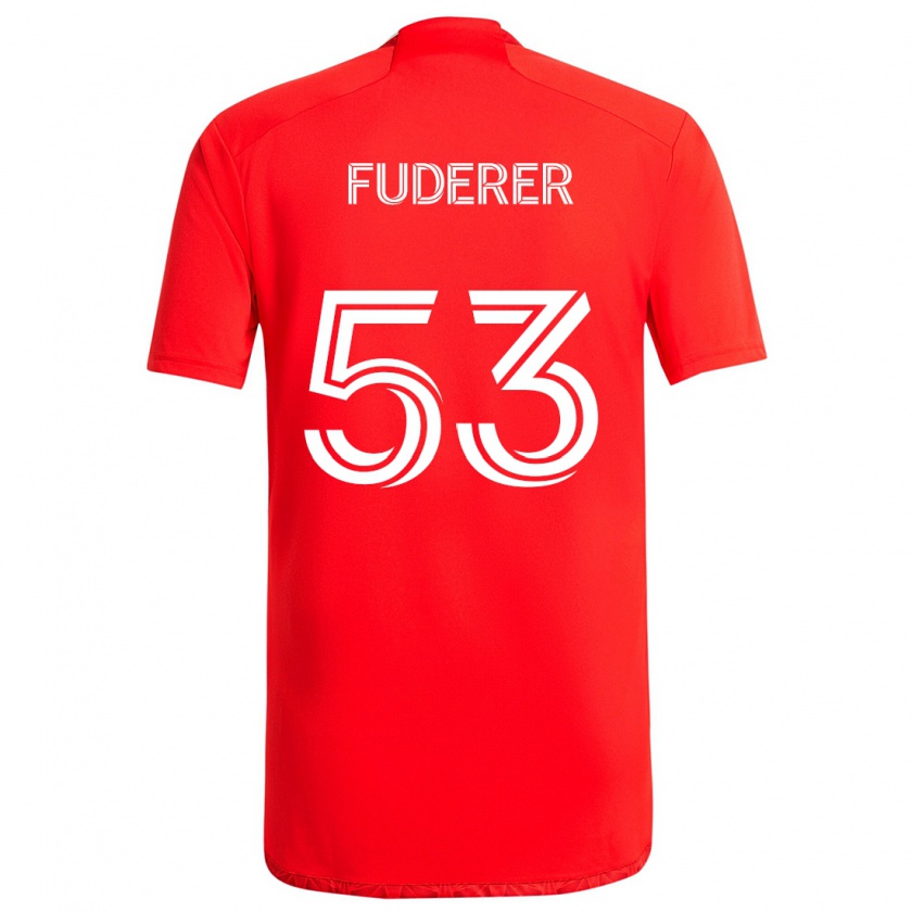 Kandiny Dames Jake Fuderer #53 Rood Wit Thuisshirt Thuistenue 2024/25 T-Shirt België