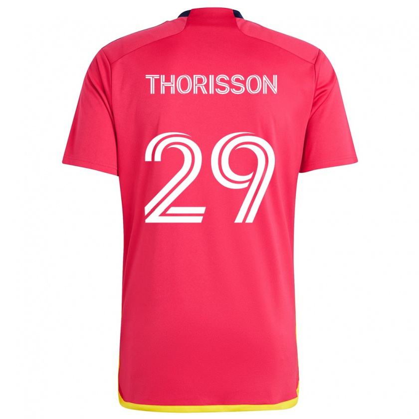 Kandiny Donna Maglia Nökkvi Thórisson #29 Rosso Blu Kit Gara Home 2024/25 Maglietta