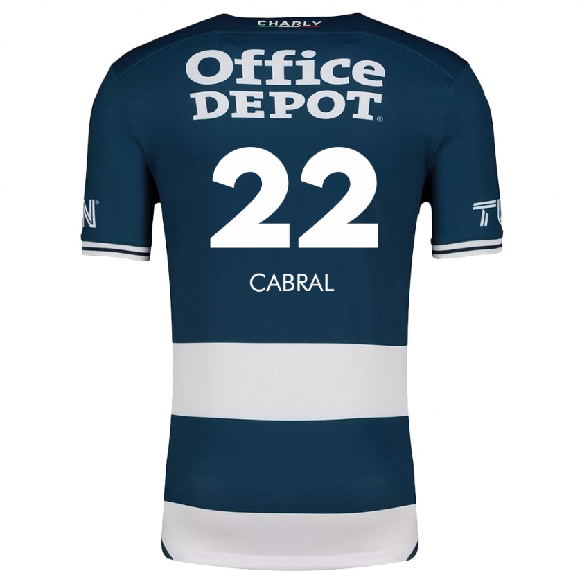 Kandiny Mujer Camiseta Gustavo Cabral #22 Azul Blanco 1ª Equipación 2024/25 La Camisa