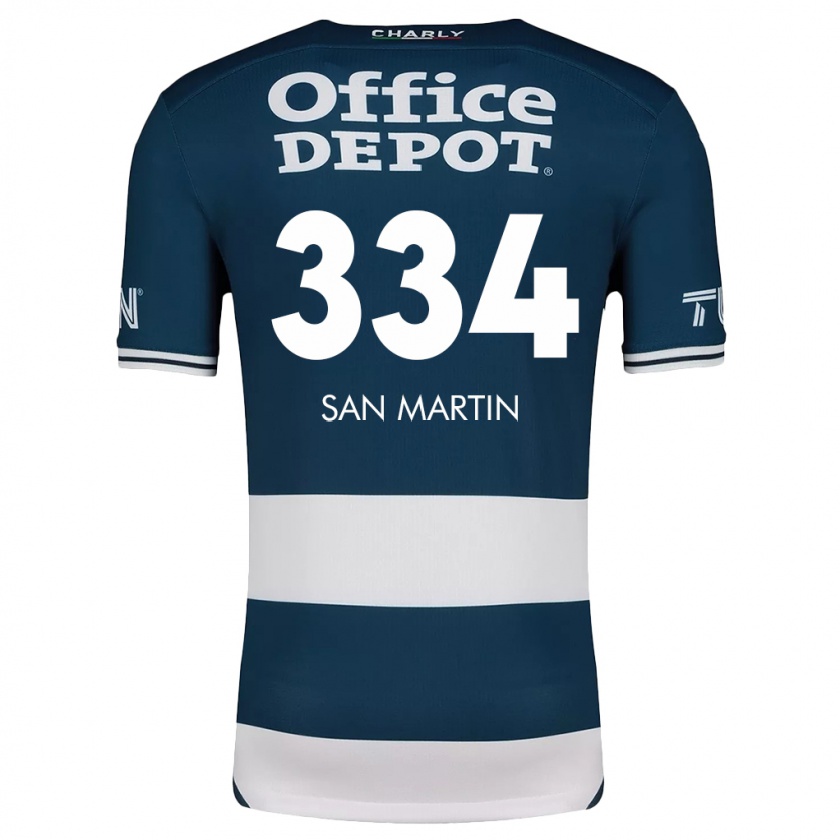 Kandiny Mujer Camiseta Uziel San Martín #334 Azul Blanco 1ª Equipación 2024/25 La Camisa