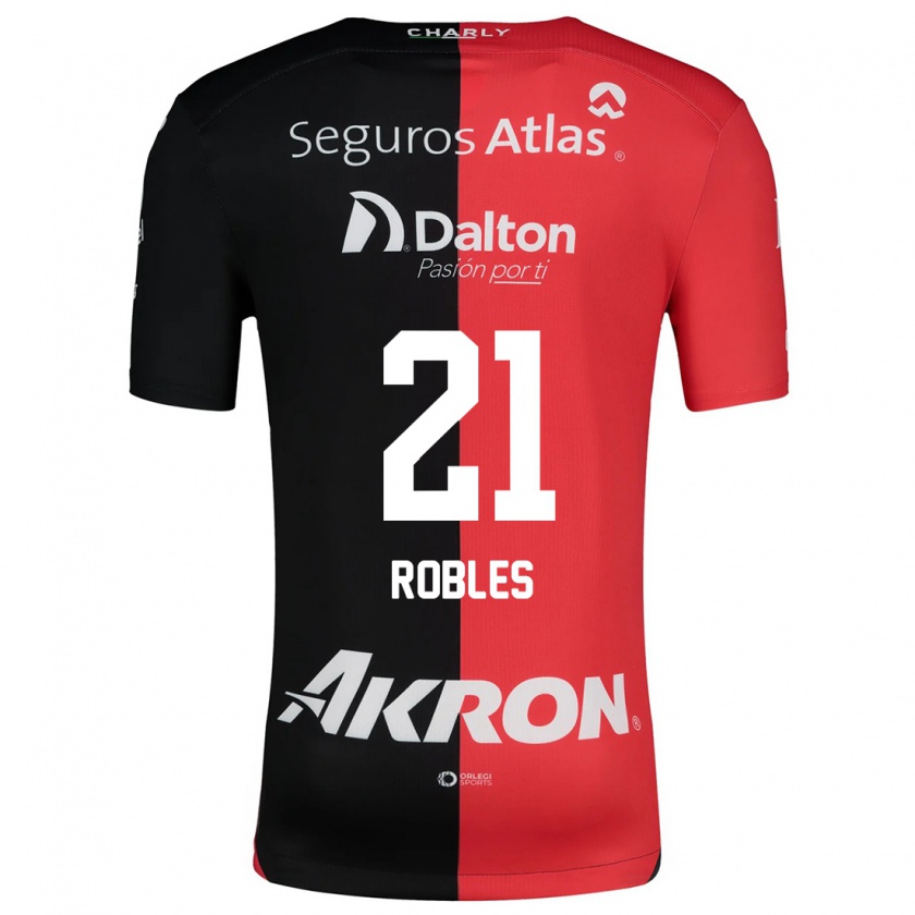 Kandiny Mujer Camiseta Carlos Robles #21 Negro Rojo 1ª Equipación 2024/25 La Camisa