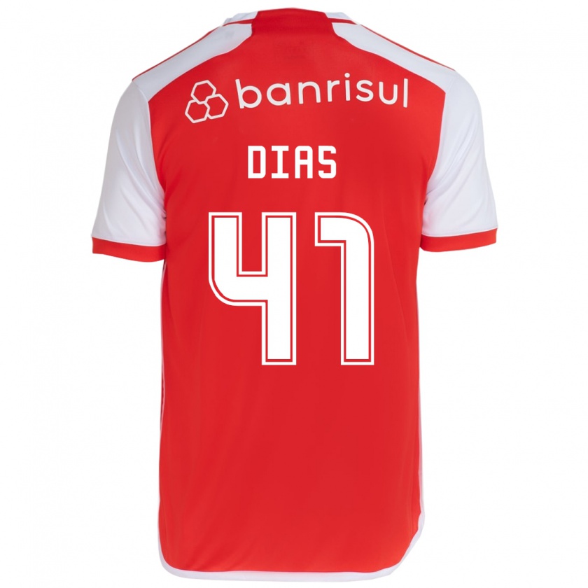 Kandiny Dames Matheus Dias #41 Rood Wit Thuisshirt Thuistenue 2024/25 T-Shirt