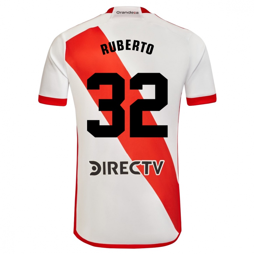 Kandiny Dames Agustín Ruberto #32 Wit Rood Thuisshirt Thuistenue 2024/25 T-Shirt België