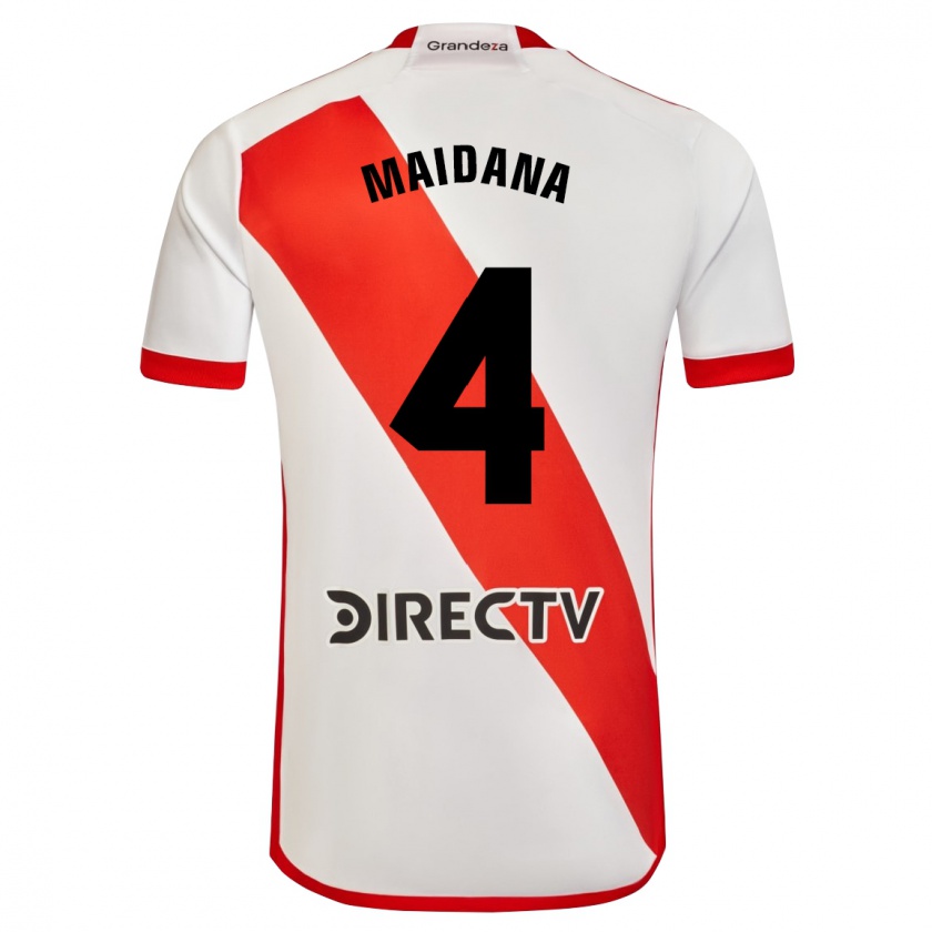 Kandiny Dames Jonatan Maidana #4 Wit Rood Thuisshirt Thuistenue 2024/25 T-Shirt België