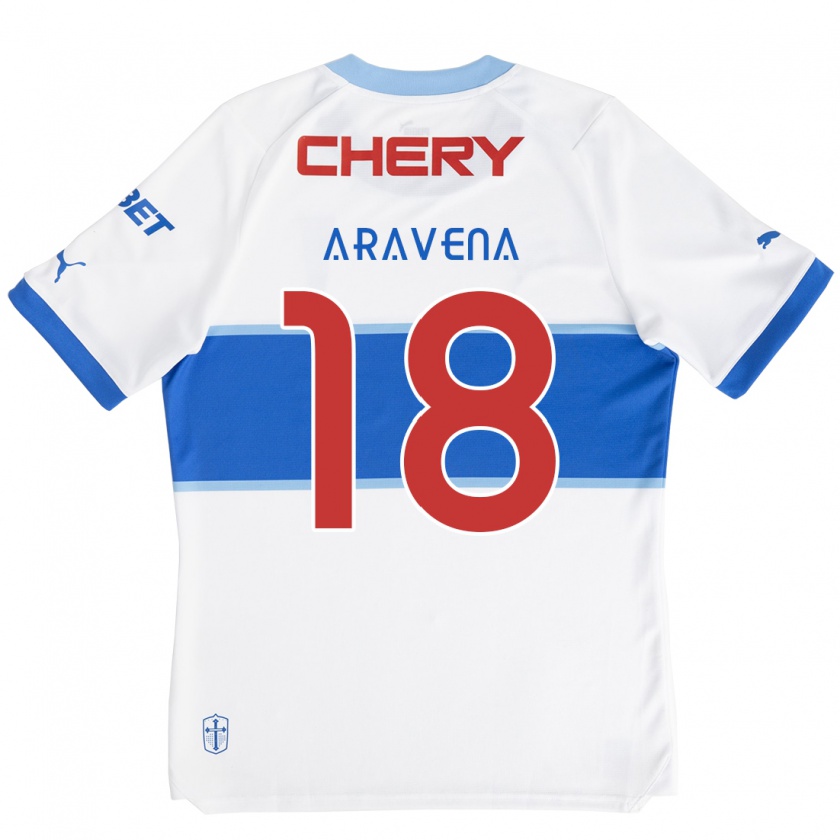 Kandiny Donna Maglia Alexander Aravena #18 Bianco Blu Kit Gara Home 2024/25 Maglietta