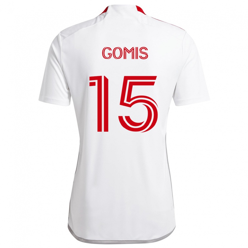 Kandiny Donna Maglia Nicksoen Gomis #15 Bianco Rosso Kit Gara Away 2024/25 Maglietta