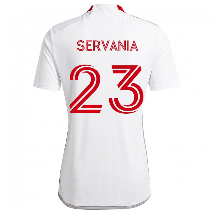 Kandiny Donna Maglia Brandon Servania #23 Bianco Rosso Kit Gara Away 2024/25 Maglietta