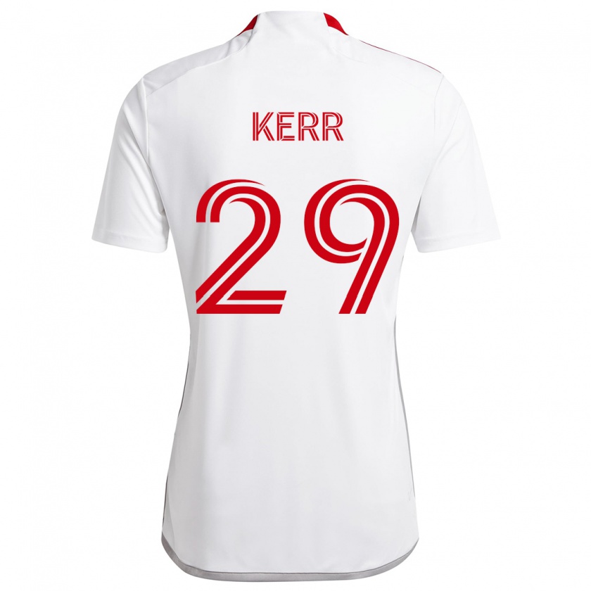 Kandiny Donna Maglia Deandre Kerr #29 Bianco Rosso Kit Gara Away 2024/25 Maglietta