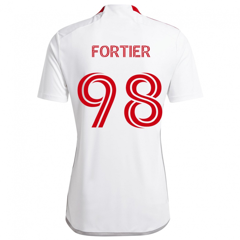 Kandiny Dames Kristjan Fortier #98 Wit Rood Uitshirt Uittenue 2024/25 T-Shirt