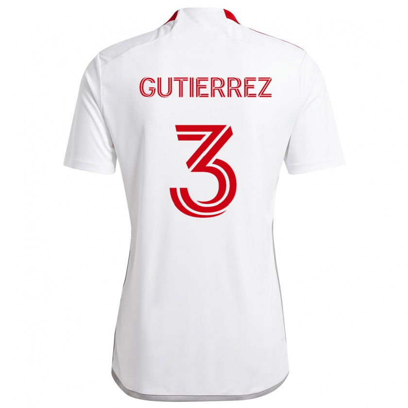 Kandiny Mujer Camiseta Cristián Gutiérrez #3 Blanco Rojo 2ª Equipación 2024/25 La Camisa México